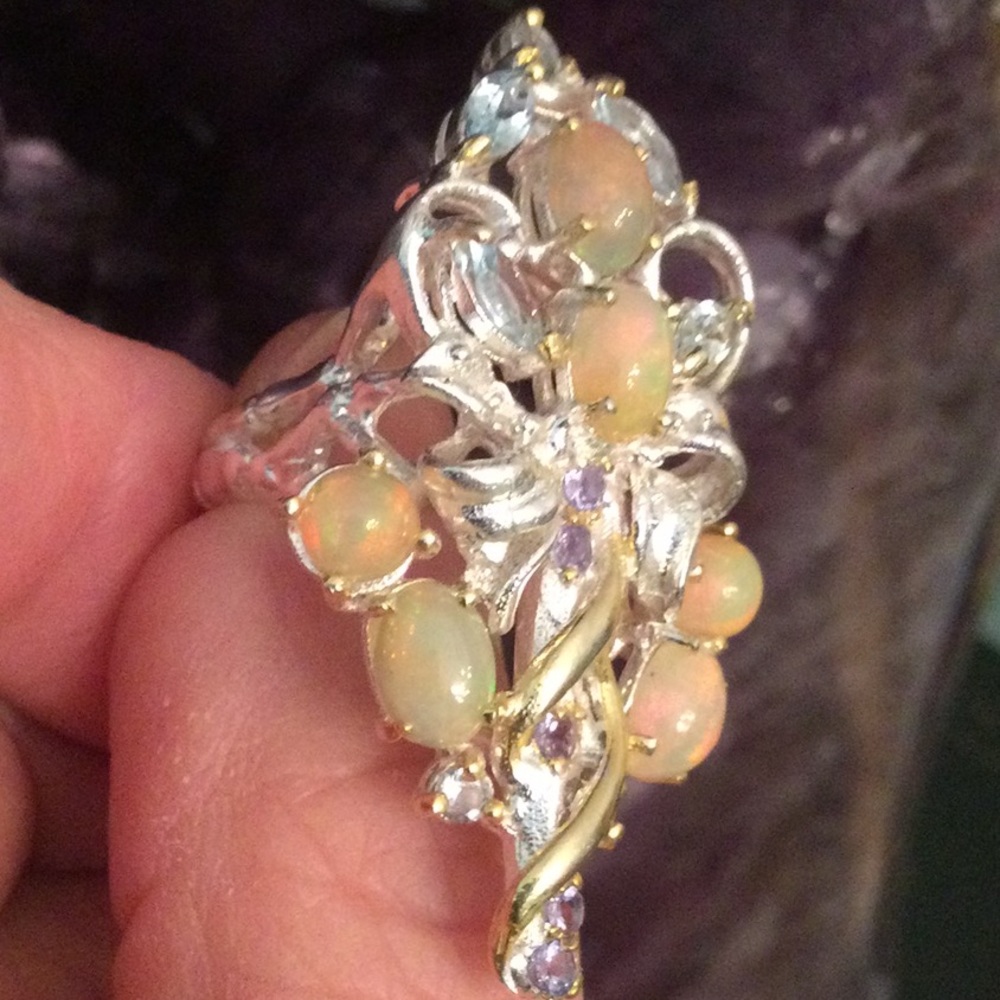 Outstanding Elegance, Genuine Natural Fiery Opal Ring - Picture 14 of 15